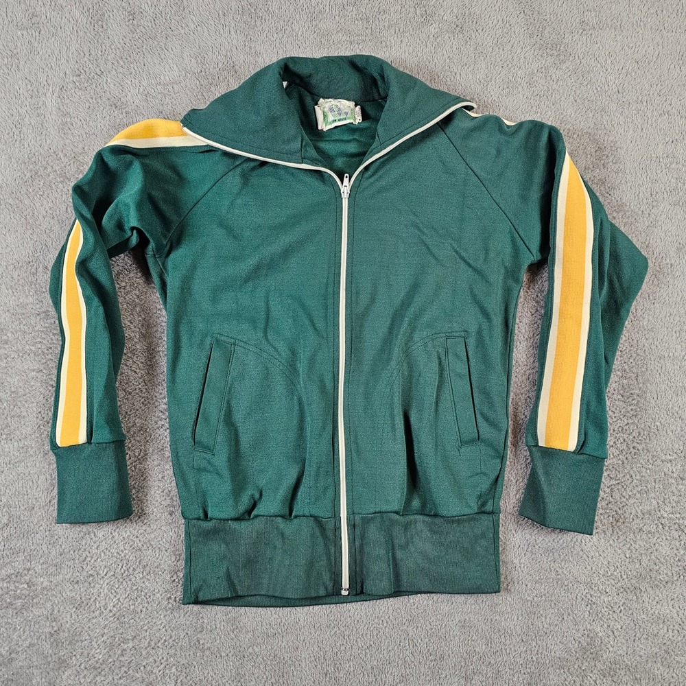 Gear For Sports Vintage‎ 70s Green Yellow Stripe Track Jacket  Nylon Small